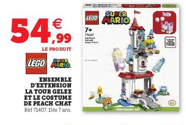 ensemble d'extension la tour gelée et let costume de peach chat lego super mario