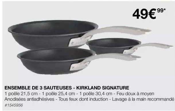 ensemble de 3 sauteuses - kirkland signature