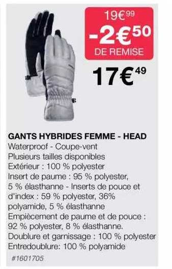 gants hybrides femme - head
