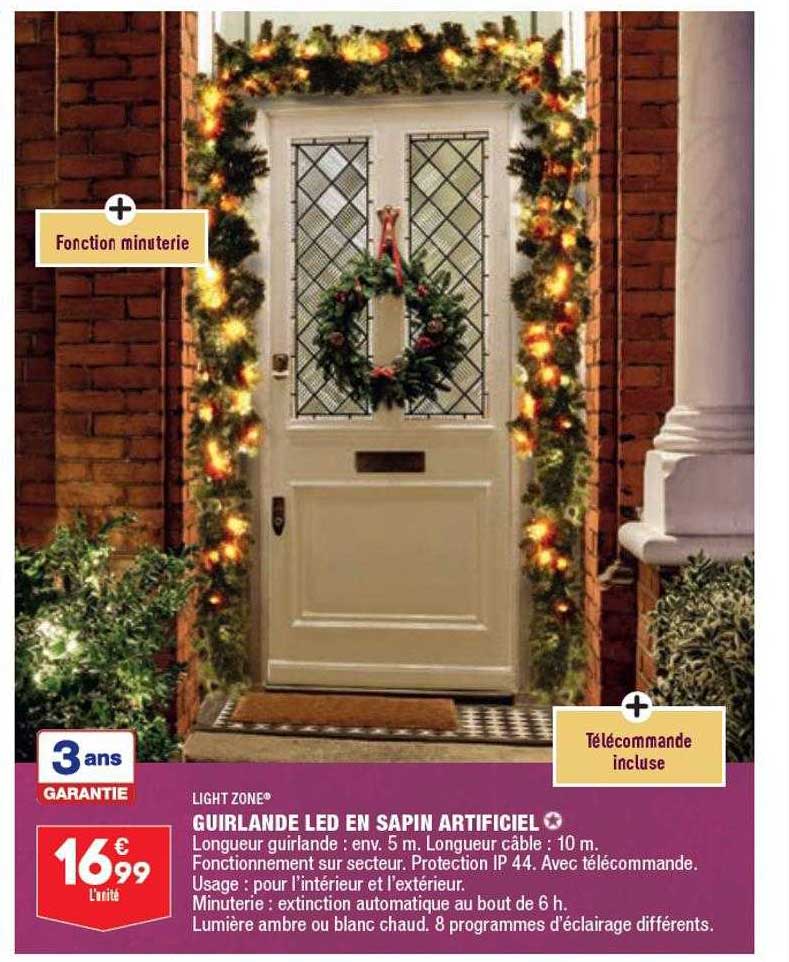 guirlande led en sapin artificiel light zone