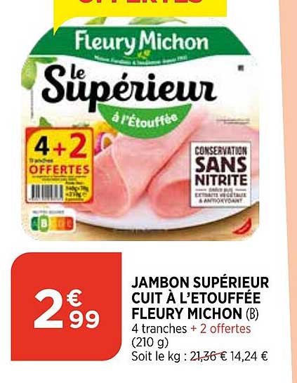 jambon supérieur cuit à l'étouffée fleury michon