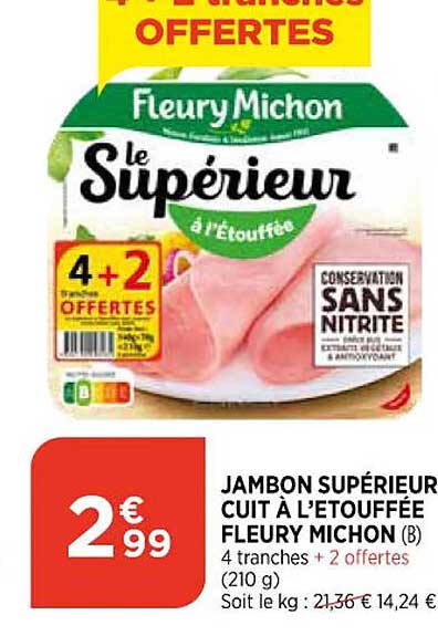 jambon supérieur cuit à l'étouffée fleury michon