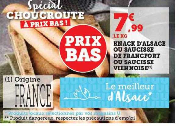 knack d'alsace ou saucisse de francfort ou sauisse viennoise