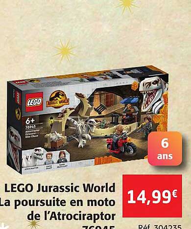 lego jurassic world la poursuite en moto de l'atrociraptor