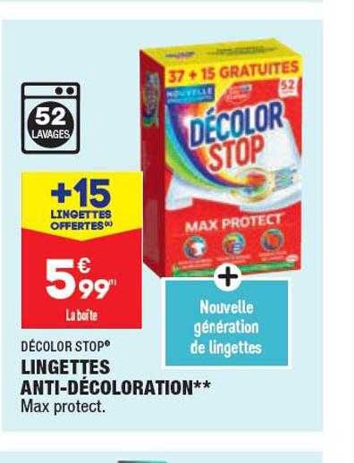 lingettes anti-décoloration décolor stop