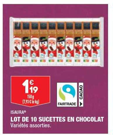 lot de 10 sucettes en chocolat isaura