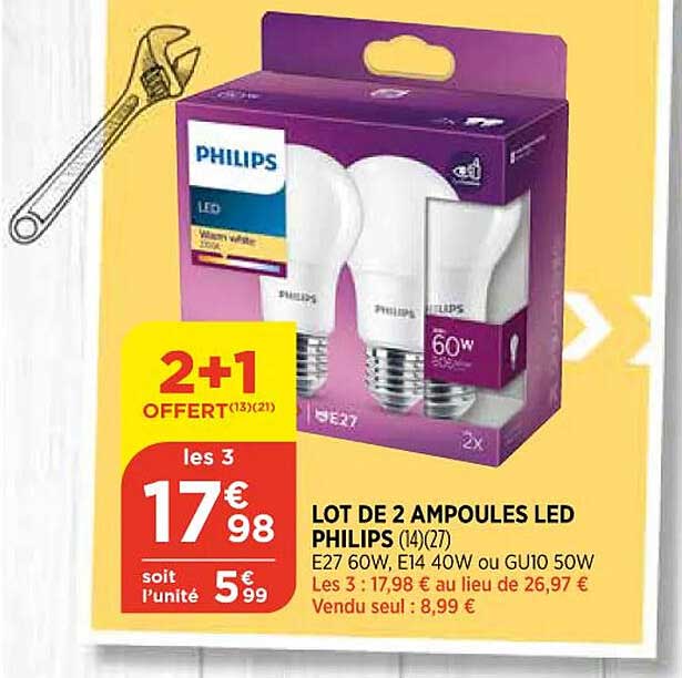 Lot De 2 Ampoules Led Philips