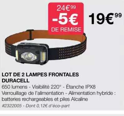 lot de 2 lampes frontales duracell