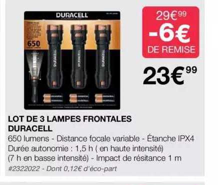 lot de 3 lampes frontales duracell
