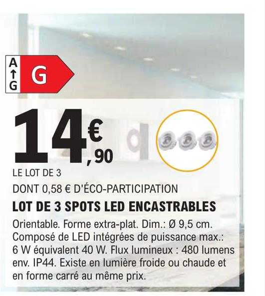 lot de 3 spots led encastrables