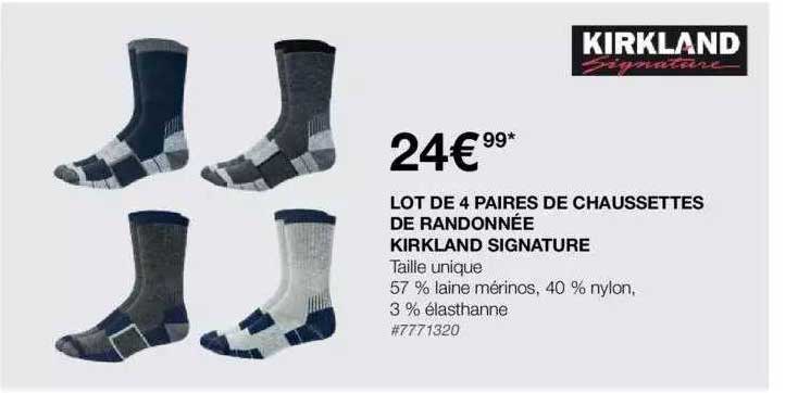 Lot De 4 Paires De Chaussettes De Randonnée Kirkland Signature