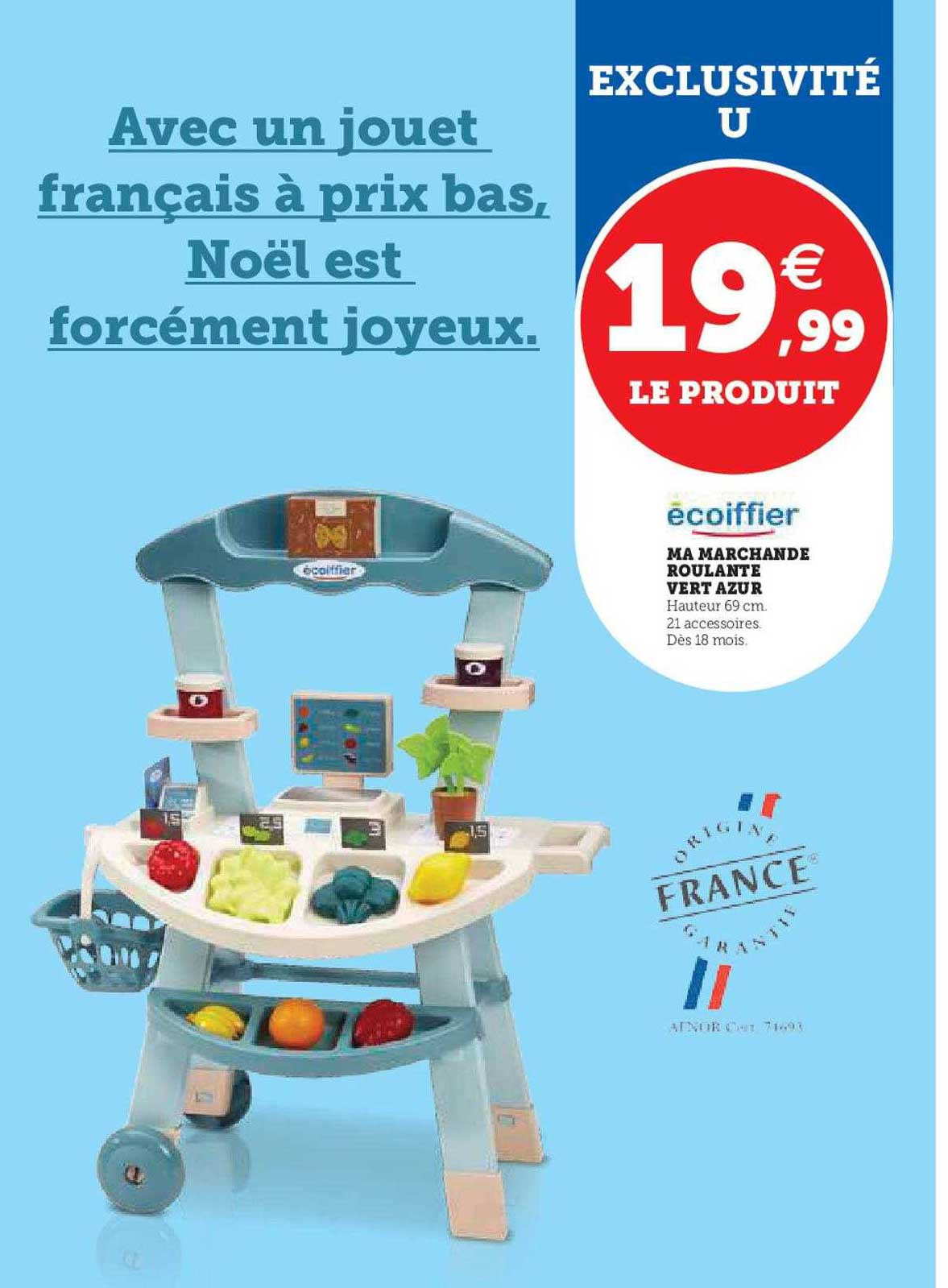 ma marchande roulante vert azur écoiffier