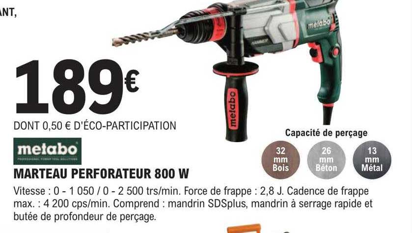 Marteau Perforateur 800 W Metabo