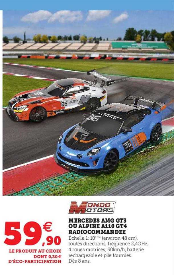 mondo motors mercedes amg gt3 ou alpine a110 gt4 radiocommandée
