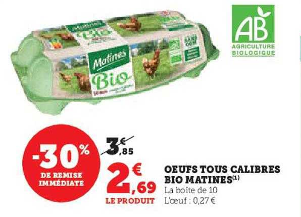 œufs tous calibres bio matines