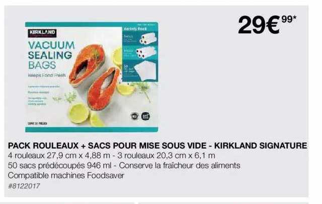 pack rouleaux + sacs pour mise sous vide - kirkland signature