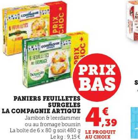paniers feuilletés surgelés la compagnie artique