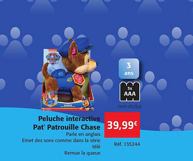 peluche interactive pat'patrouille chase