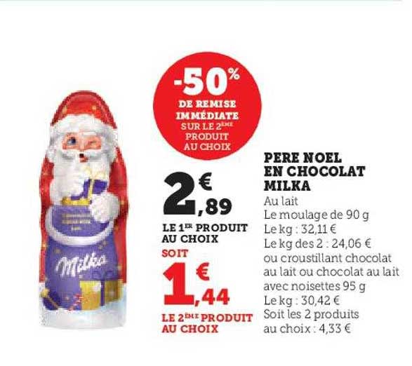 père noël en chocolat milka