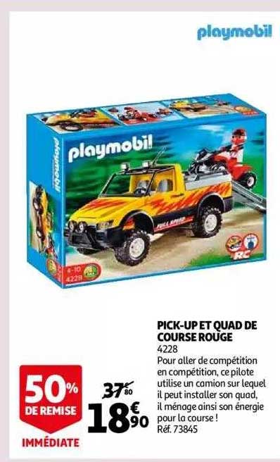 pick-up et quad de course rouge playmobil