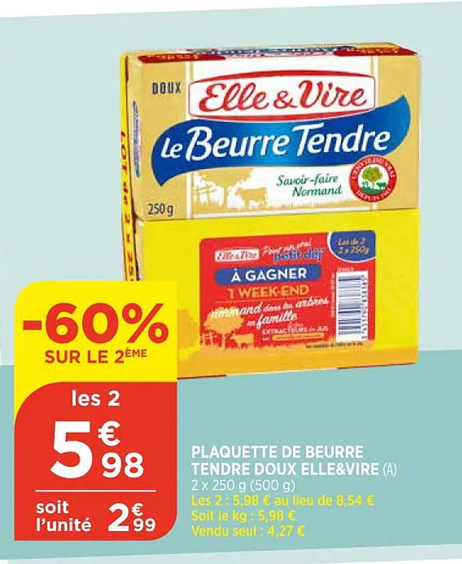 Plaquette De Beurre Tendre Doux Elle & Vire