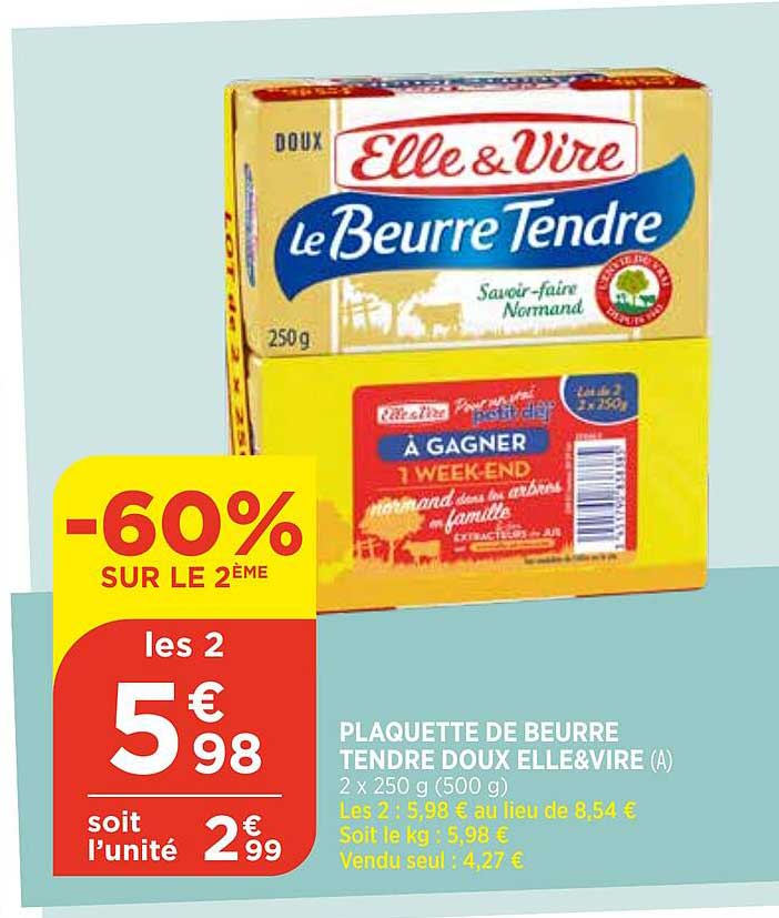 Plaquette De Beurre Tendre Doux Elle & Vire