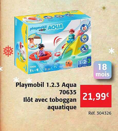 playmobil 1.2.3 aqua 70635 ilôt avec toboggan aquatique
