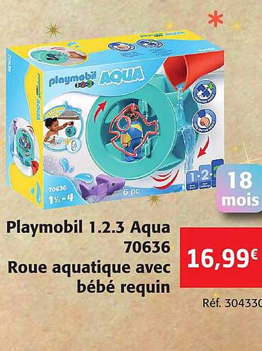 playmobil 1.2.3 aqua 70636 roue aquatique avec bébé requin