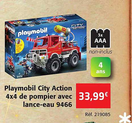 Playmobil City Action 4x4 De Pompier Avec Lance-eau 9466