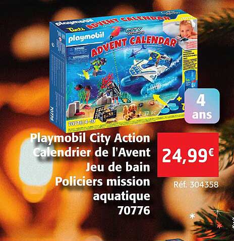 playmobil city action calendrier de l'avent jeu de bain policiers mission aquatique 70776
