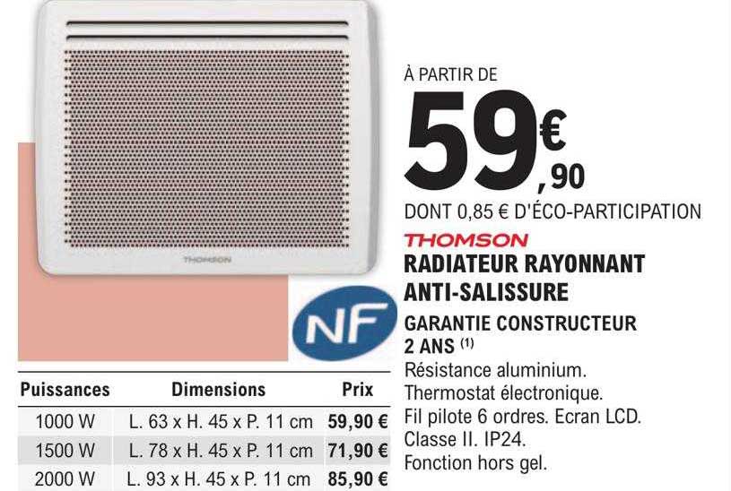 radiateur rayonnant anti-salissure thomson