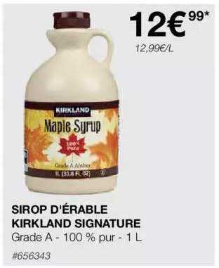 sirop d'érable kirkland signature
