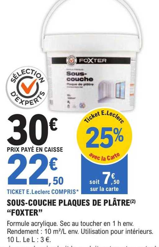 sous-couche plaques de plâtre "foxter"