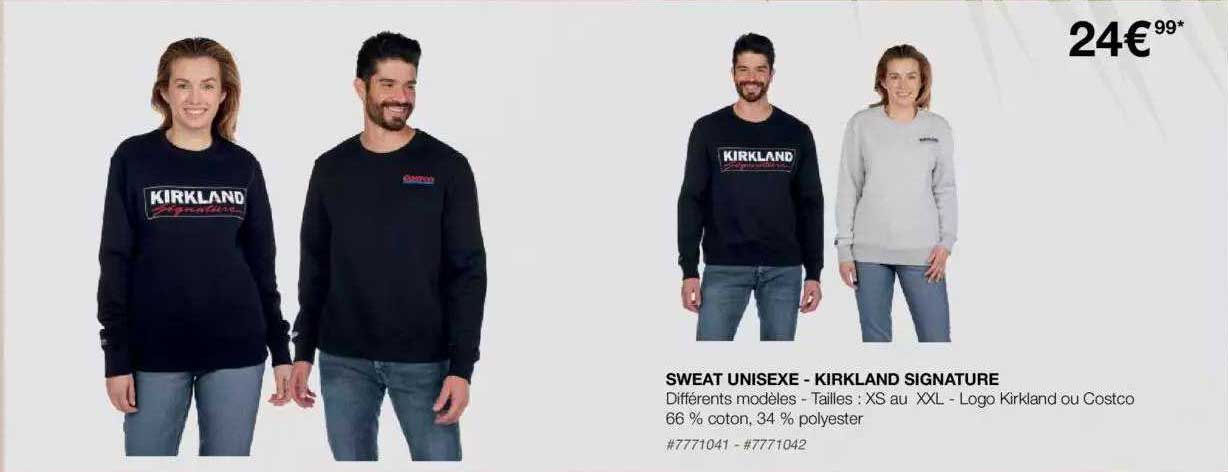 sweat unisexe - kirkland signature