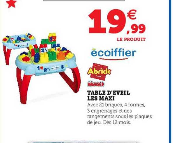 Table D'éveil Les Maxi Abrick écoiffier