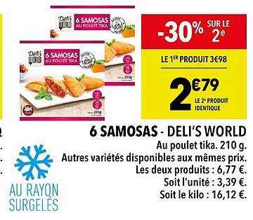 6 samosas - deli's world -30% sur le 2e