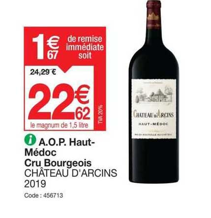 a.o.p. haut-médoc cru bourgeois château d'arcins 2019