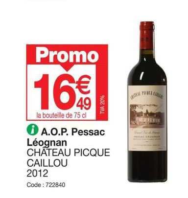 a.o.p. pessac léognan château picque caillou 2012