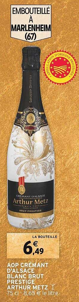aop crémant d'alsace blanc brut prestige arthur metz
