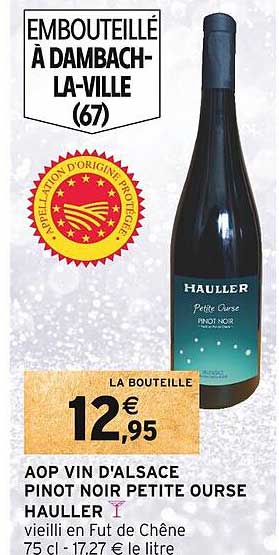 aop vin d'alsace pinot noir petite ourse hauller