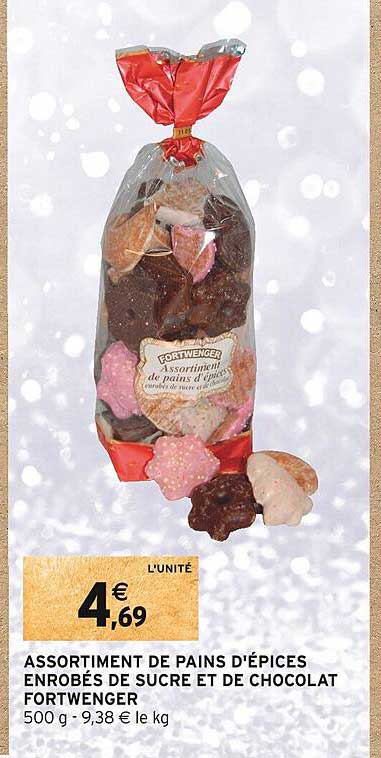 assortiment de pains d'épices enrobés de sucre et de chocolat fortwenger