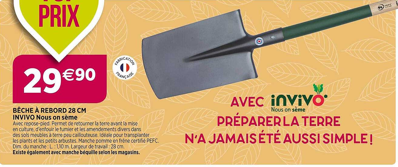 bêche à rebord 28 cm invivo nous on sème