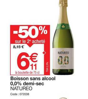 boisson sans alcool 0.0% demi-sec natureo -50% sur le 2e acheté