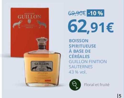 boisson spiritueuse à base de céréales guillon finition sauternes