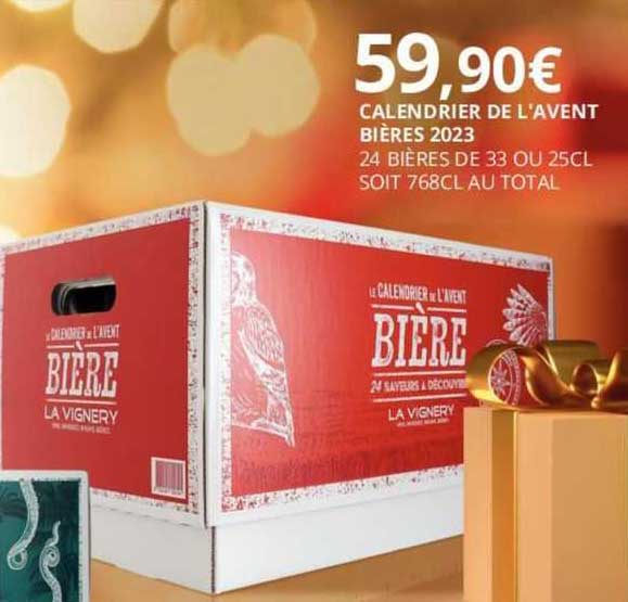 calendrier de l'avent bières 2023 24 bières d 33 ou 25 cl soit 768cl au total
