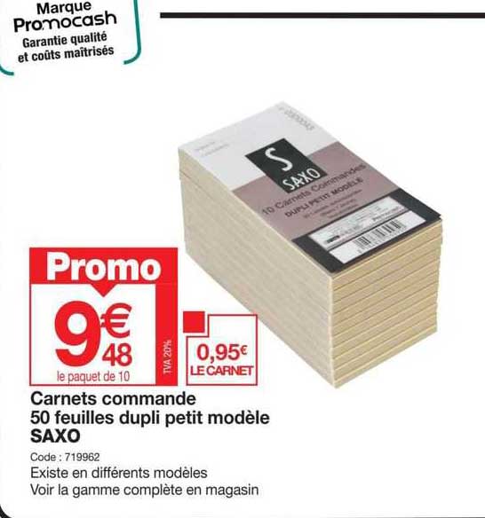 carnets commande 50 feuilles dupli petit modèle saxo