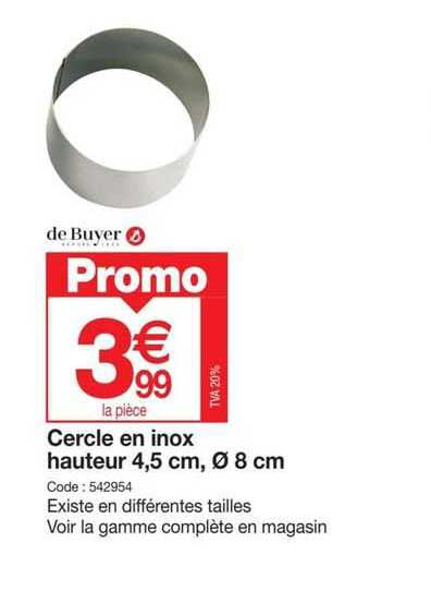 cercle en inox hauteur 4.5 cm, ø 8 cm