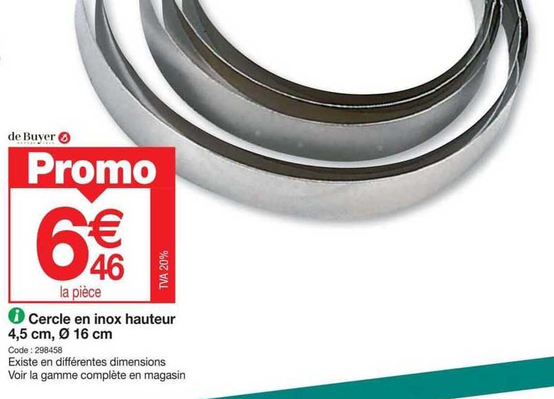 cercle en inox hauteur 4.5 cm ø 16 cm