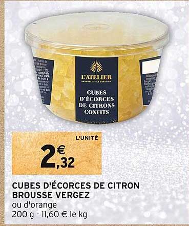 cubes d'écorces de citron brousse vergez