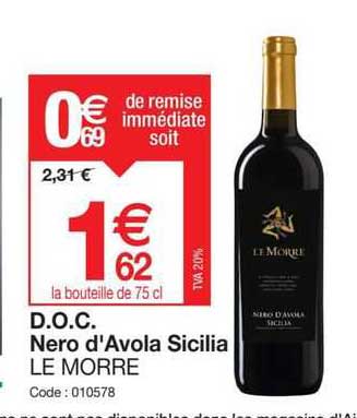 d.o.c. nero d'avola sicilia le morre